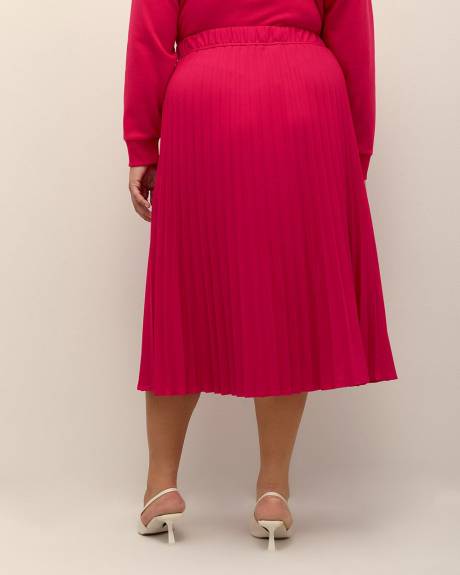 Pink Pleated Midi Skirt