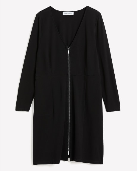 Black Knit Dress with Zipper Closure - Addition Elle