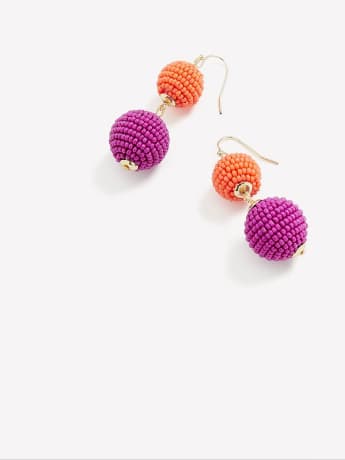 Double Two-Tone Seed Beads Balls Earrings
