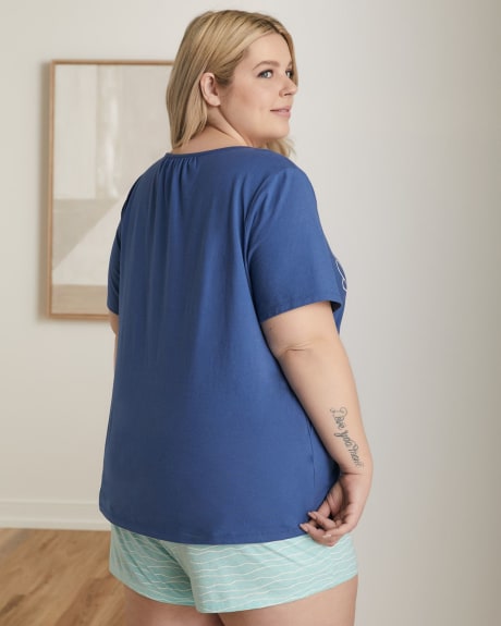 Short-Sleeve Pyjama Tee with Placement Print