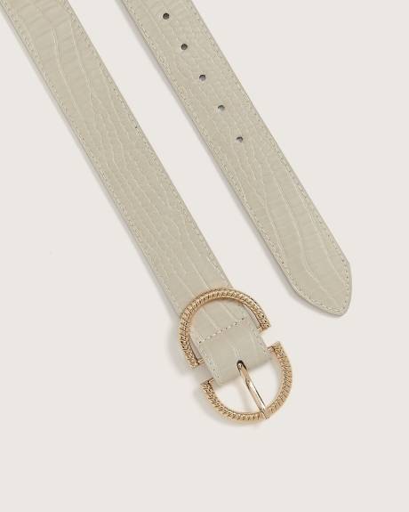 Croco-Textured Denim Belt