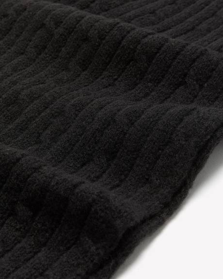 Black Cable Stitch Scarf with Decorative Jewels