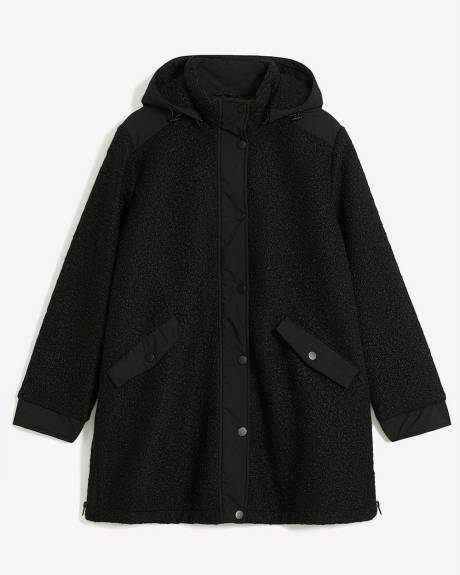 Black Padded Sherpa Coat