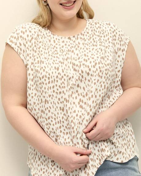 Blouse à petites manches en tricot mélangé, tissu responsable