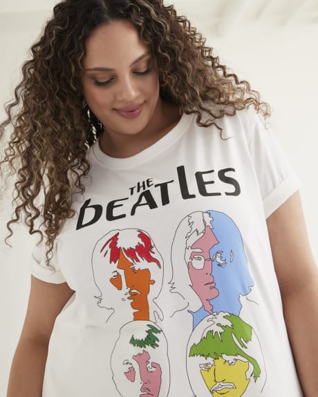 Cotton Blend T-Shirt with The Beatles Print