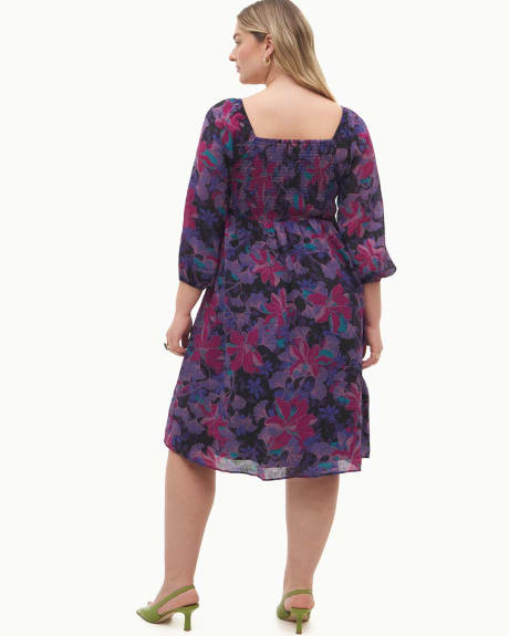Woven Dress With 3/4 Sleeves - Addition Elle