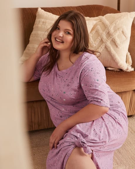 Robe de nuit longue en jersey imprimé - tiVOGLIO