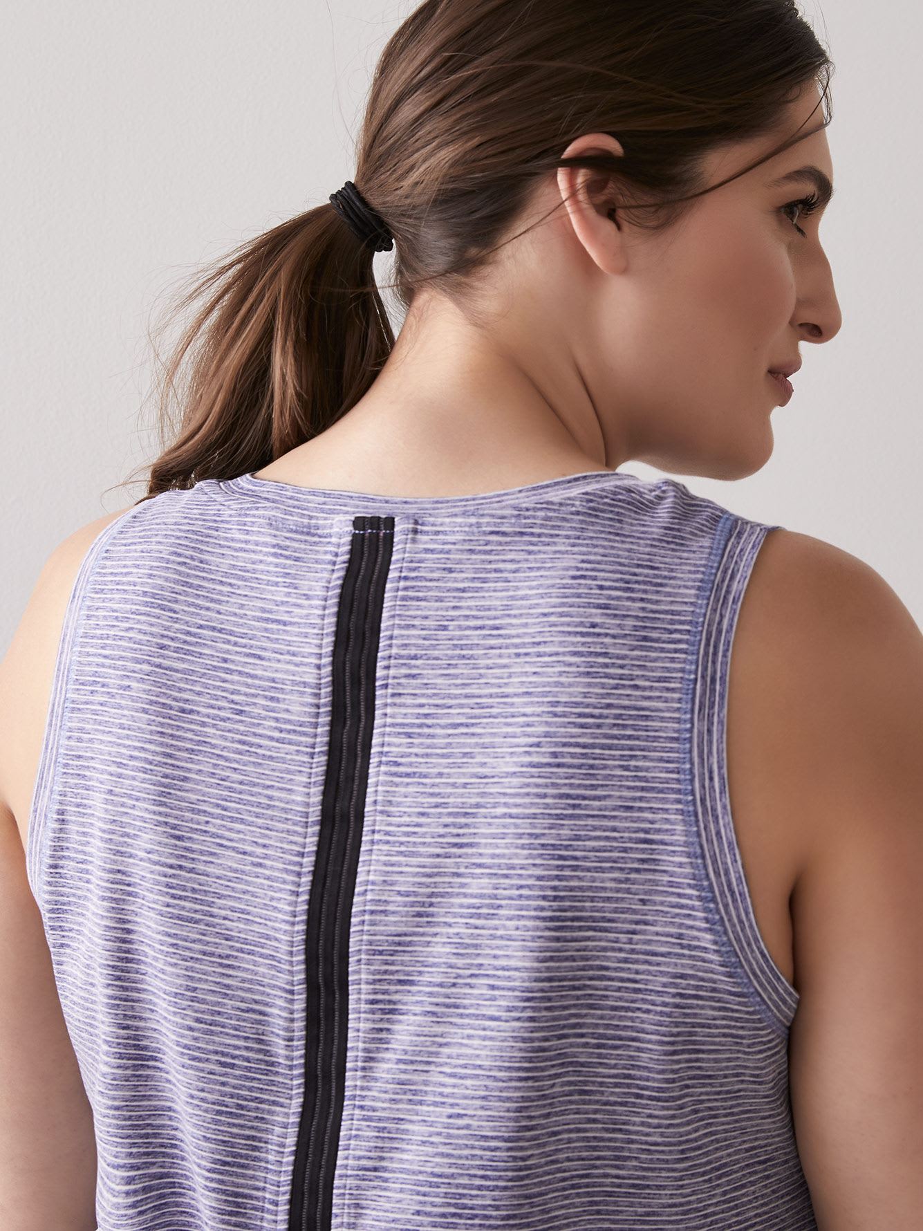 Striped Tank Top with Elastic Insert at Slit Back Penningtons