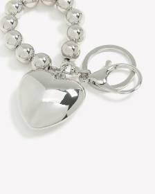 Silver Heart Keychain Bag Charm