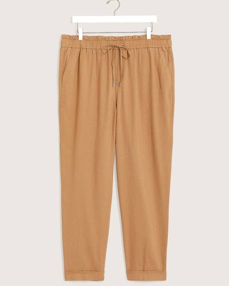 Linen Blend Tapered-Leg Pull-On Pant