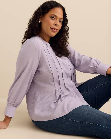 Large Pleat Buttoned Down Swing Blouse