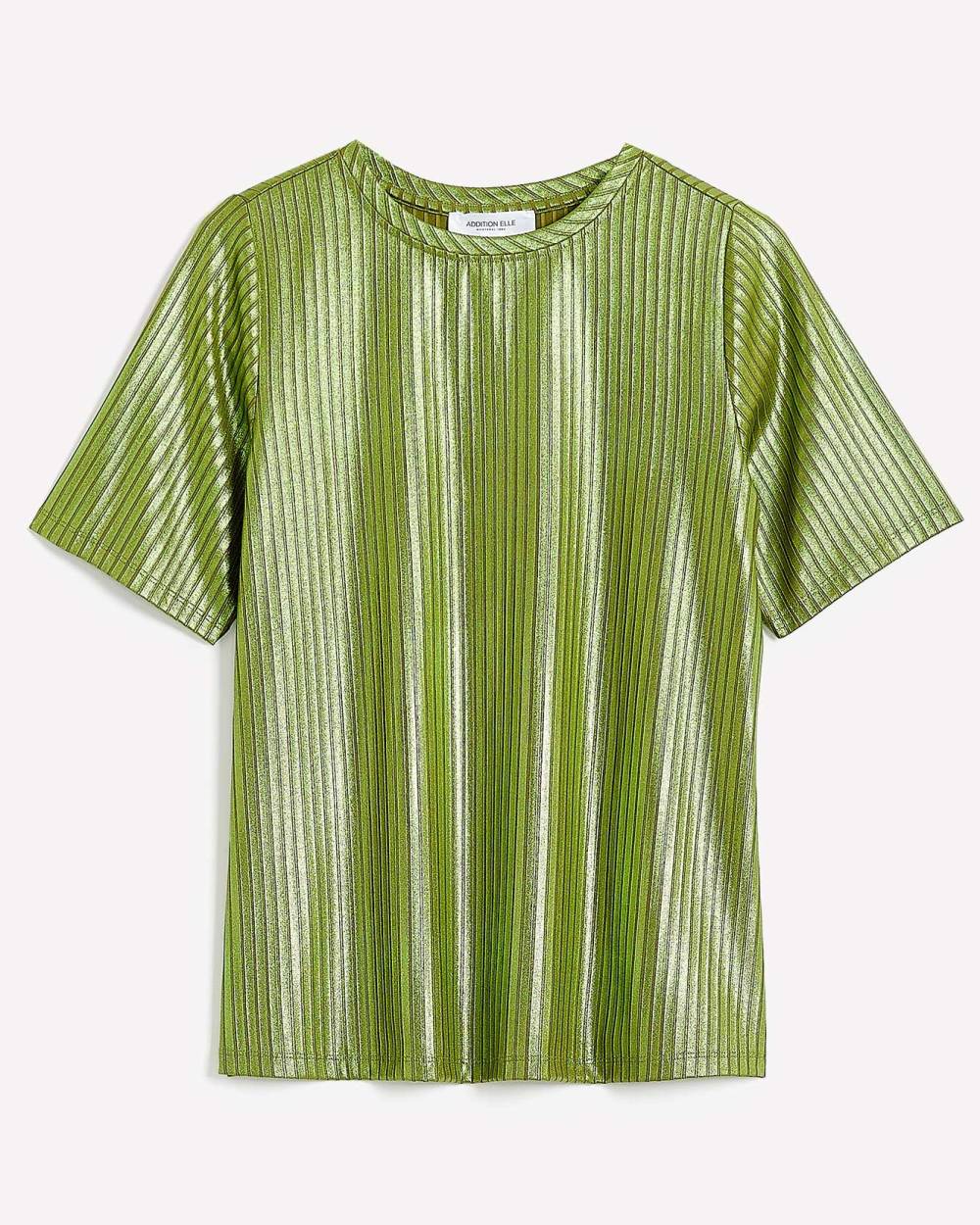 Ribbed ElbowSleeve Fitted Knit Top Addition Elle Penningtons