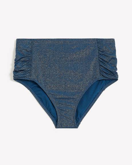 Culotte de maillot en microfibre scintillante avec côtés froncés