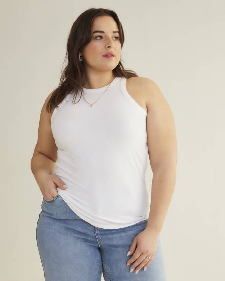 Sleeveless Rib Knit Halter Tank Top
