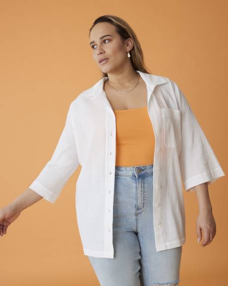 Large-Sleeve Buttoned Down Tunic - Addition Elle