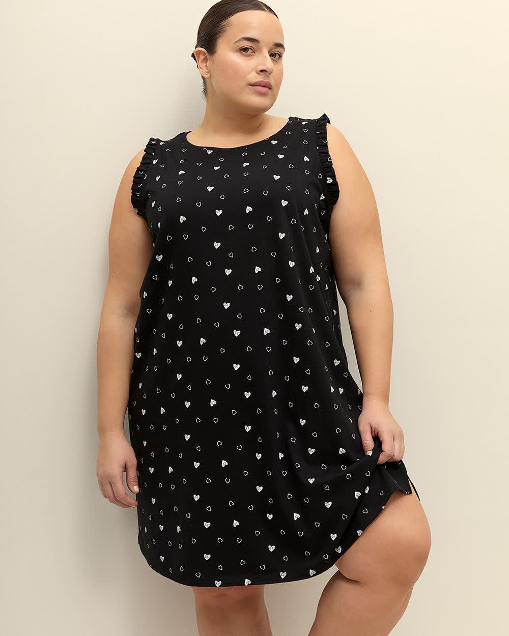 Cotton Sleeveless Sleepshirt with Ruffles