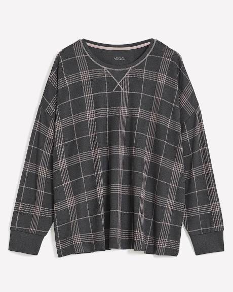 Long-Sleeve Plaid Knit Pyjama Top - ti Voglio