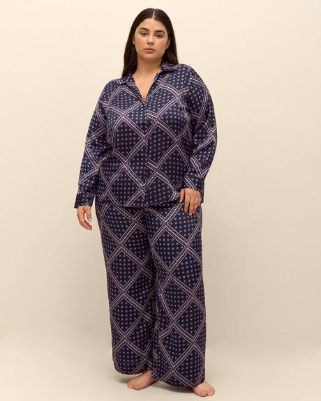 Chemise de nuit en satin à motif - Déesse Collection
