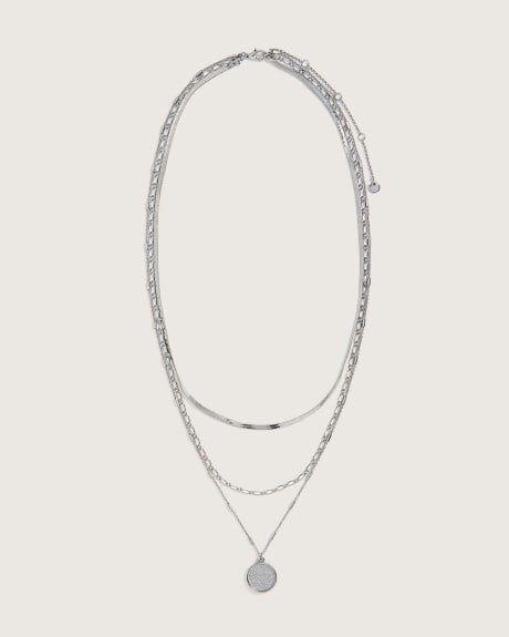 Multichain Necklace with Paper Glitter Pendant