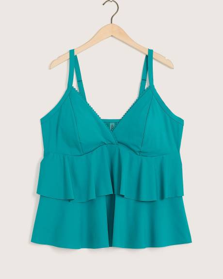 Solid Ruffled Tankini Top
