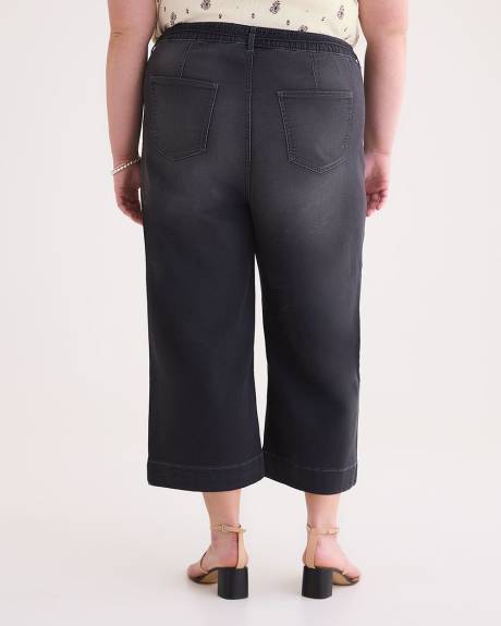 Responsible, High-Rise Wide-Leg Cropped Jeans, Black Wash - d/C JEANS