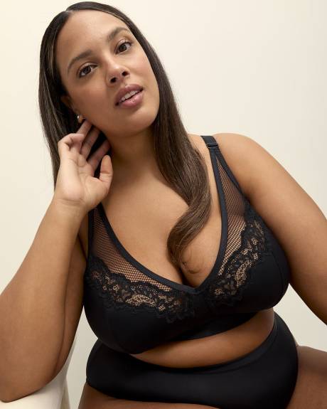 Soutien-gorge noir à bonnets souples en dentelle et maille, sans armatures - ti Voglio