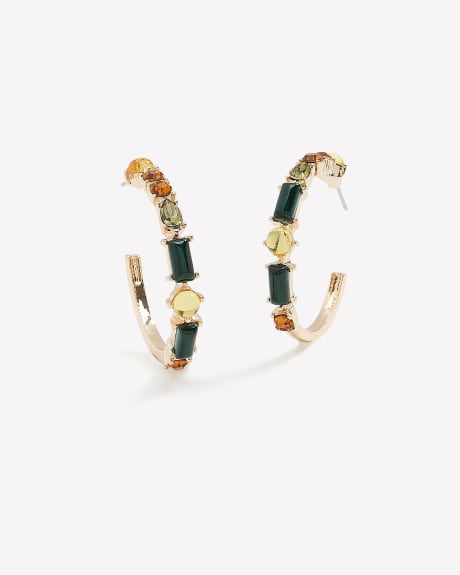 Boucles d'oreilles anneaux avec pierres décoratives