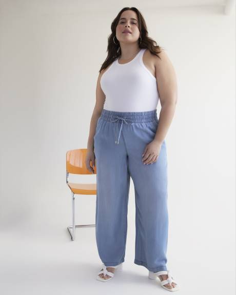 Pantalon à enfiler en tencel avec jambe évasée, délavé pâle - d/C JEANS