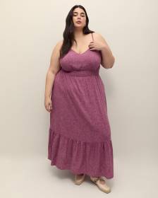 Robe longue sans manches à motif, tissu responsable