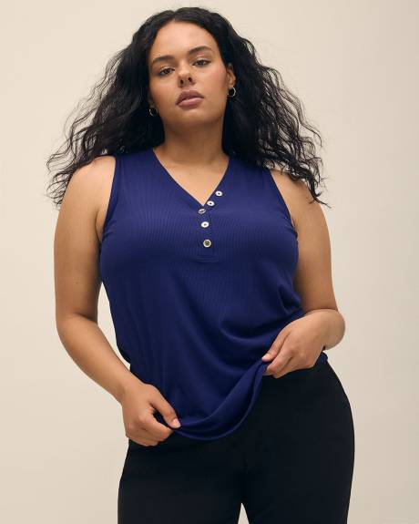 Camisole côtelée à encolure Henley - Essentiels PENN.