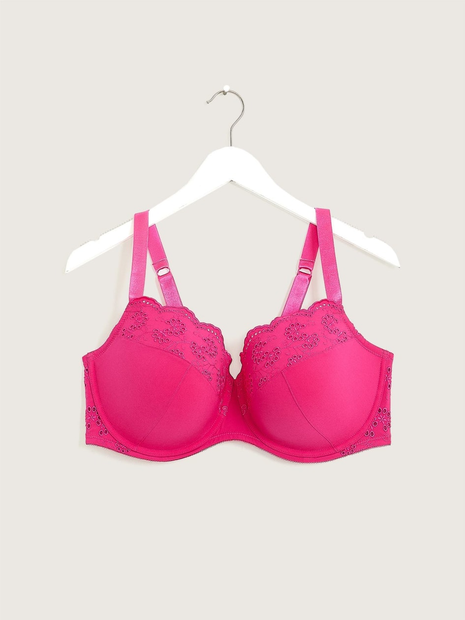 Pink Balconette Bra with Eyelet Embroidery - Déesse Collection