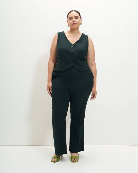 Buttoned Down Tailored Vest, Green - Addition Elle