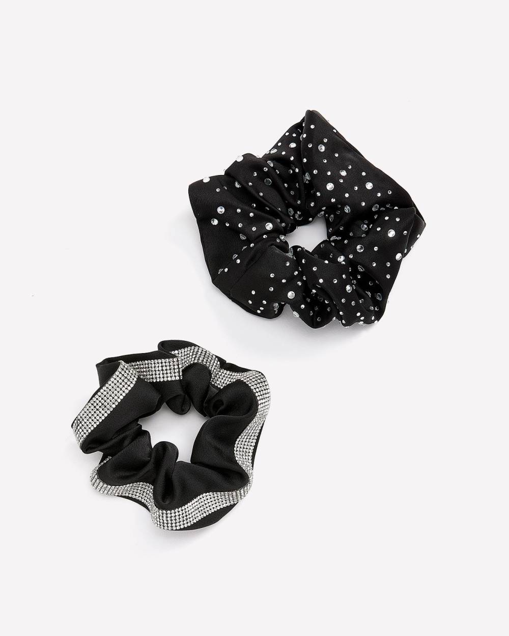 Black Scrunchies with Rhinestones, Set of 2