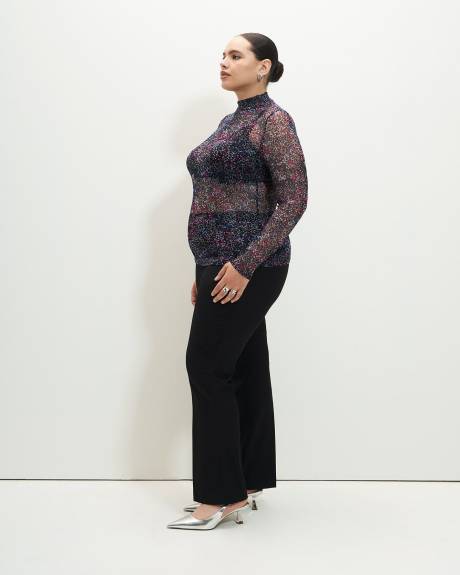Mesh Knit Top with Mock Neckline - Addition Elle