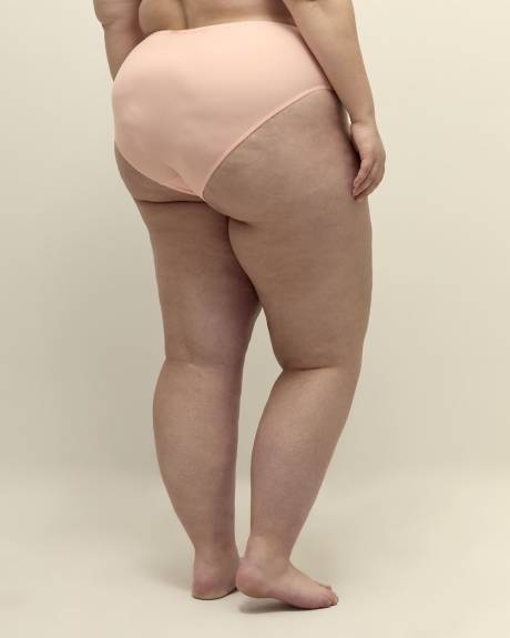 Culotte échancrée rose à texture rayée avec dentelle - Déesse Collection