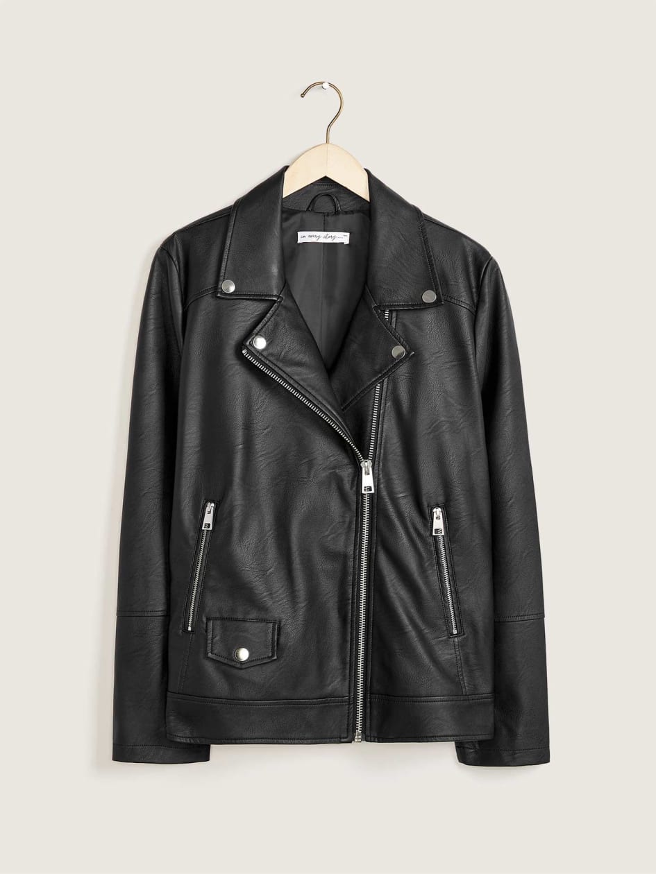 Short Faux-Leather Biker Jacket - In Every Story