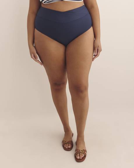 High-Waisted Ribbed Crisscross Swim Brief