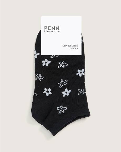 Chaussettes courtes à motifs de petites fleurs