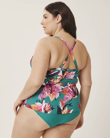 Printed Tankini Top with Criss-Cross Front Straps