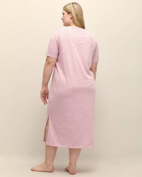 Heart-Print Heather Knit Long Sleepshirt - ti Voglio