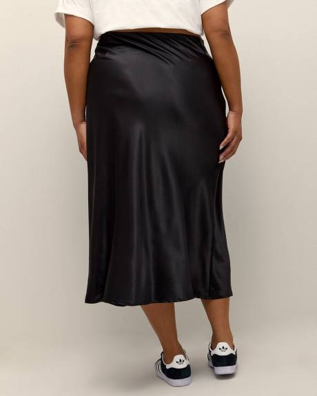 Black Satin Column Maxi Skirt