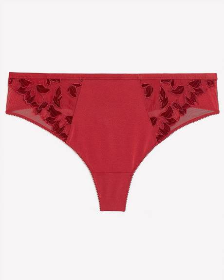 Red Thong with Velvet Lace - Déesse Collection