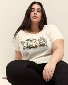 White Crewneck Tee with Batwing Logo - Levi's
