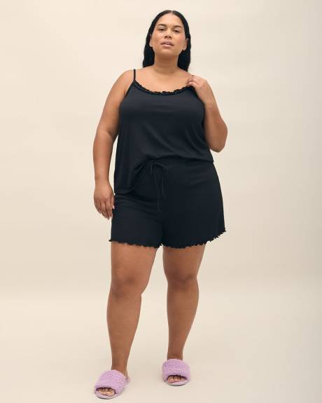 Black Ribbed Boxer with Lettuce Edge - ti Voglio