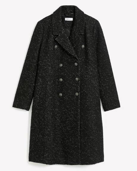 Long Black & White Military Wool Coat - Addition Elle