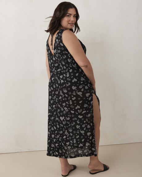 Sleeveless Cover Up Dress with Paisley Print