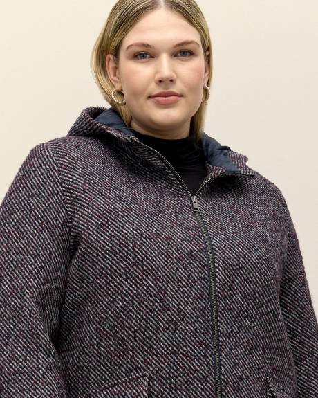 Three-Tone Wool Blend Coat