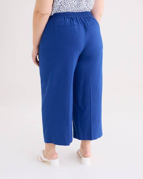 Pantalon court à jambe large en mélange de lin