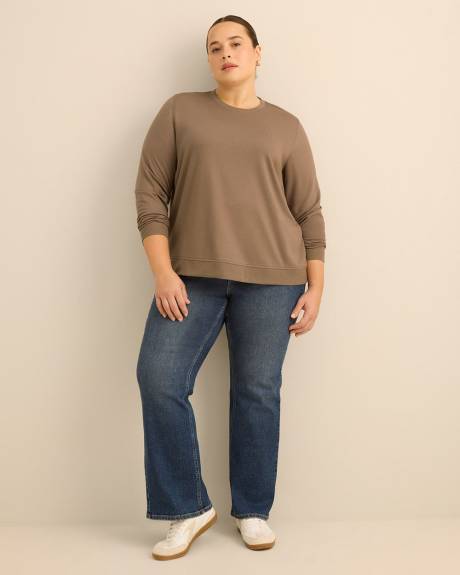 Chandail en molleton &agrave; manches longues, coupe boyfriend