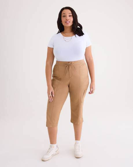 Cotton Capri with Ribbed Waistband